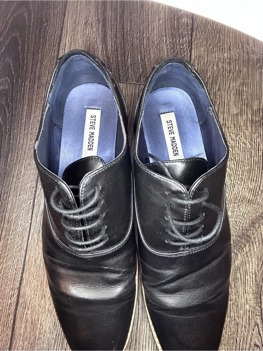 Steve Madden Black Cap Toe Oxford Leather Dress Shoes Men’s Size 10